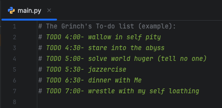 TODO examples in Pycharm